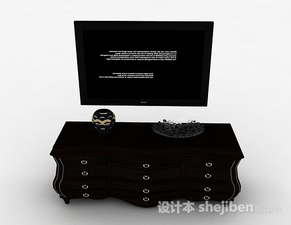 欧式风格欧式风格黑色电视储物柜3d模型下载