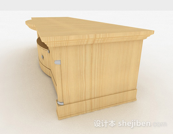 设计本黄色木质电视柜3d模型下载