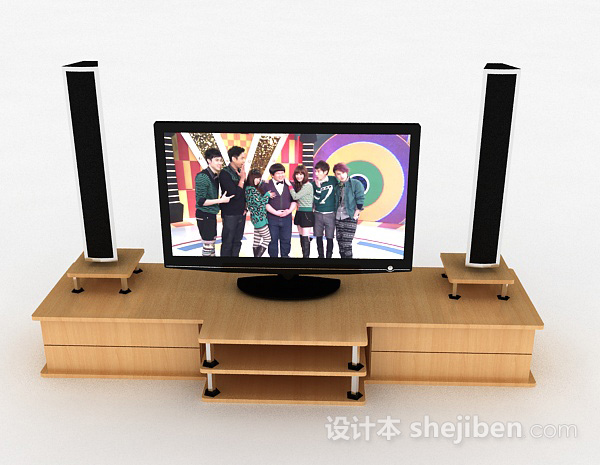 现代风格家居木质电视柜3d模型下载