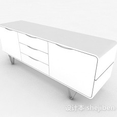 白色木质电视柜3d模型下载