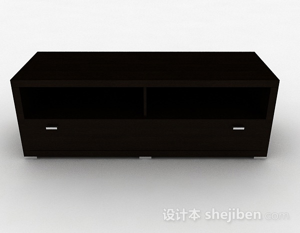 现代风格现代风格深棕色木质短款电视柜3d模型下载