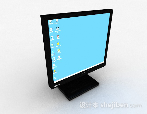现代风格黑色电脑显示器3d模型下载