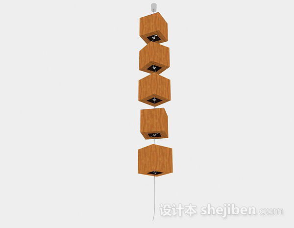 免费日式木质吊灯3d模型下载
