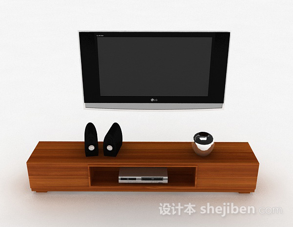 现代风格现代风格棕色长款电视柜3d模型下载