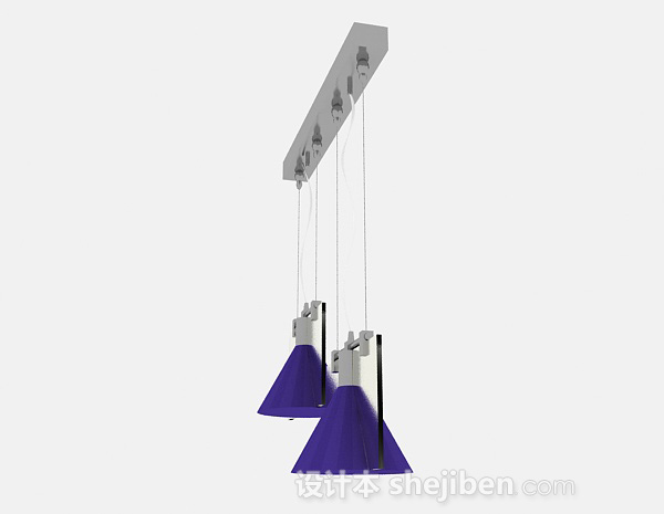 免费现代风格时尚紫色吊灯3d模型下载