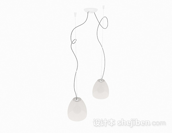 现代风格白色玻璃吊灯3d模型下载