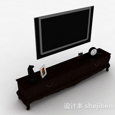 黑色挂壁式电视机3d模型下载