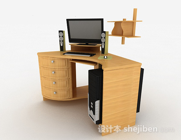 免费黄色书桌3d模型下载