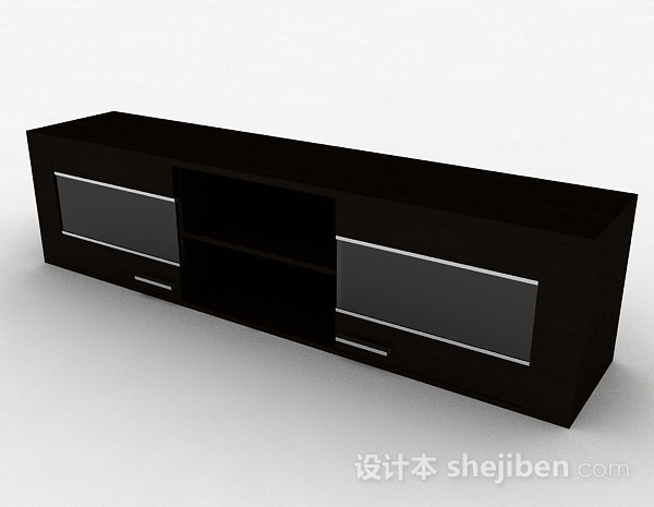 免费现代风格深棕色方形电视柜3d模型下载