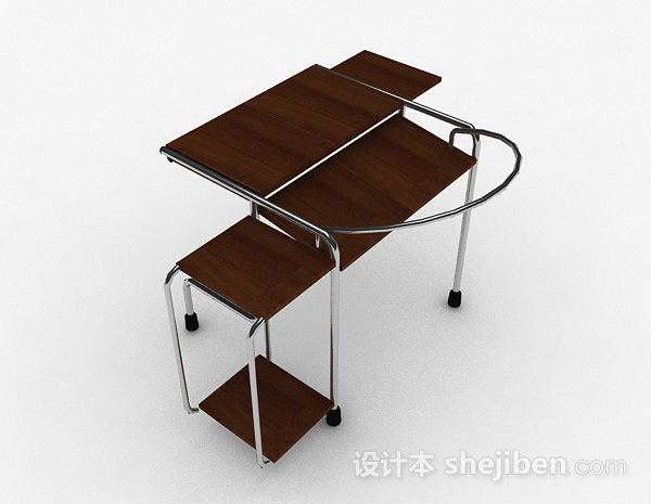 免费棕色简约书桌3d模型下载