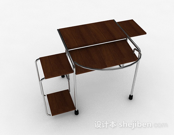 设计本棕色简约书桌3d模型下载