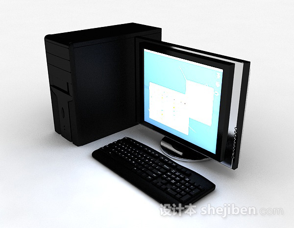 现代风格黑色台式电脑3d模型下载