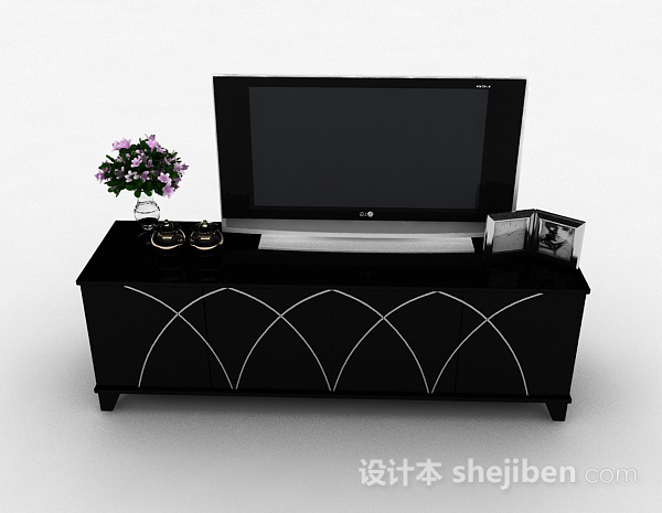 现代风格现代风格黑色烤漆电视柜3d模型下载