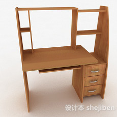 棕色木质书桌3d模型下载