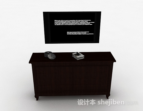 中式风格中式风格深棕色电视柜3d模型下载