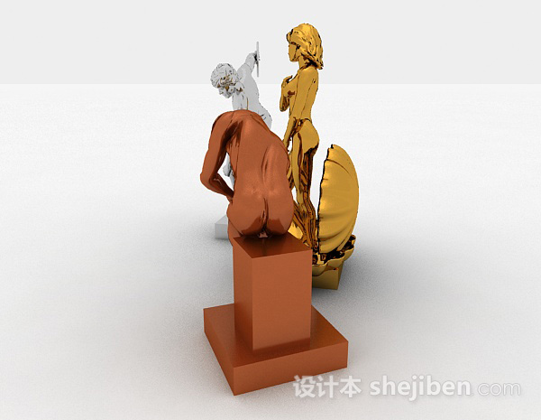 免费欧式风格金属雕塑人物3d模型下载