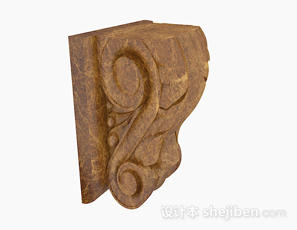 中式风格石质雕塑品模型