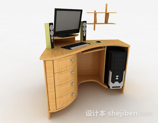 现代风格黄色书桌3d模型下载