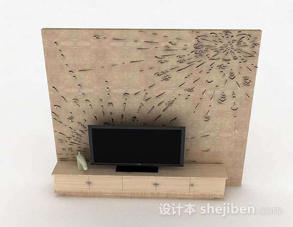 现代风格现代风格浅色木质电视柜3d模型下载