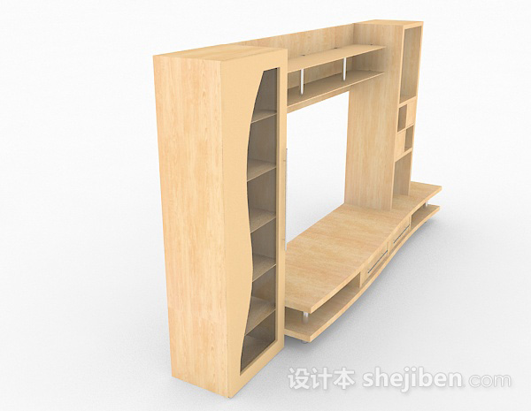 设计本黄色木质电视柜3d模型下载