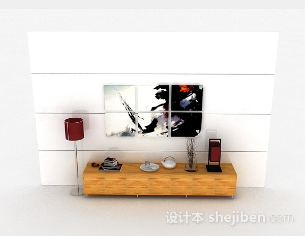 现代风格现代木质条纹电视柜3d模型下载