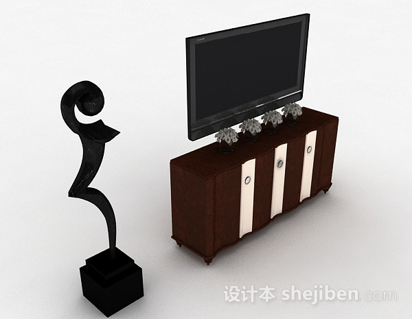 欧式风格棕色雕花电视柜