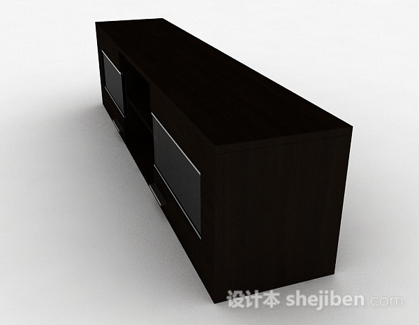 设计本现代风格深棕色方形电视柜3d模型下载