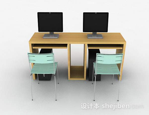 现代风格简约办公桌椅组合3d模型下载
