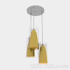 现代风格暖黄色锥形吊灯3d模型下载
