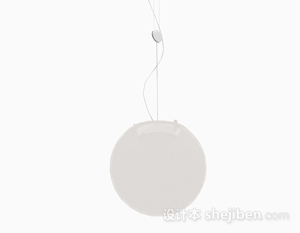 设计本现代风格白色圆形吊灯3d模型下载