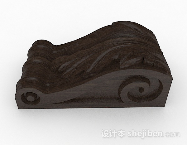 设计本中式风格棕色石头雕塑品3d模型下载
