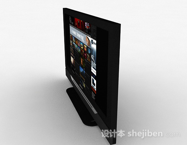 现代风格黑色电视机3d模型下载