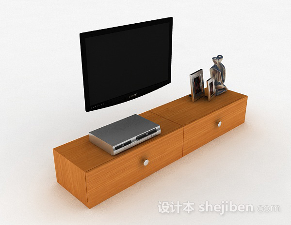 现代风格浅棕色木纹电视柜