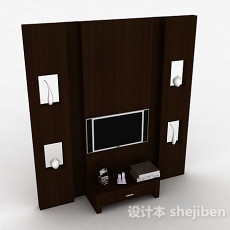 现代风格木质大气电视背景墙3d模型下载