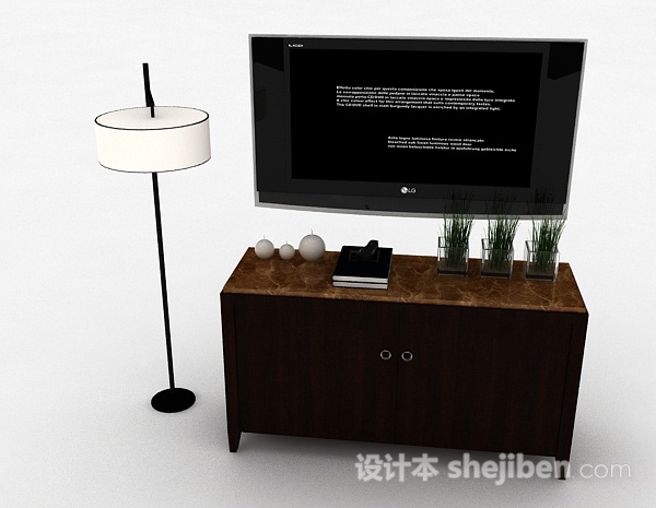 现代风格现代风格大理石台面电视柜3d模型下载