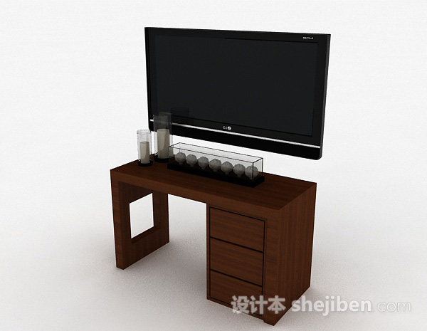 免费现代风格棕色电视柜3d模型下载