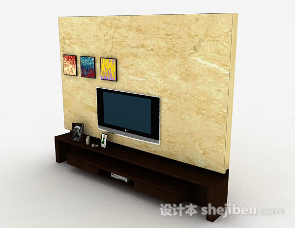 现代风格现代风格棕色长款电视柜3d模型下载