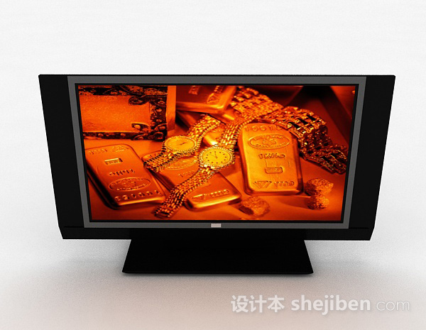现代风格黑色电视机3d模型下载