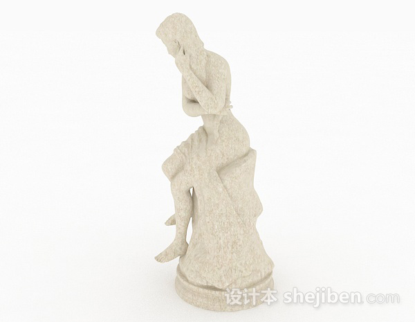 免费欧式风格白色石膏雕塑美女摆件3d模型下载