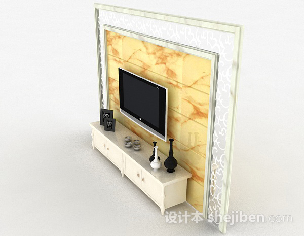 设计本现代风格白色烤漆面木质电视柜3d模型下载