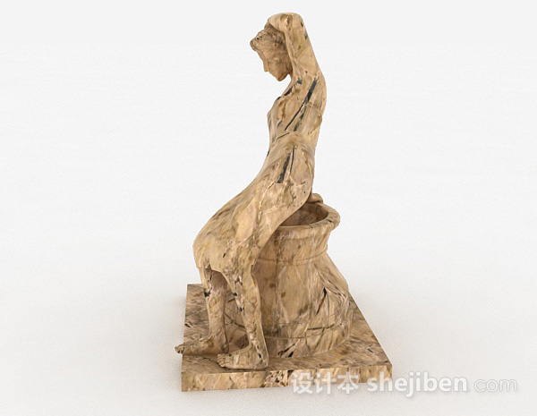 免费欧式风格石头雕刻女仆容器3d模型下载