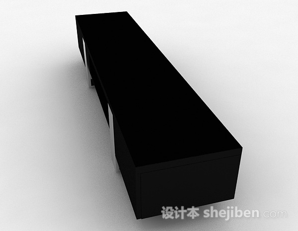 设计本现代风格黑色木质长款电视柜3d模型下载