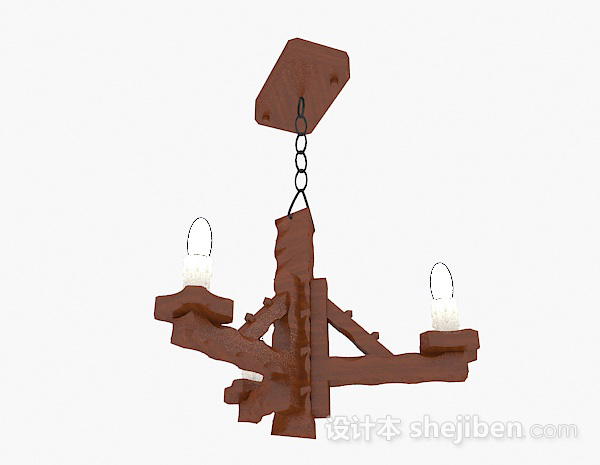 个性木质吊灯3d模型下载