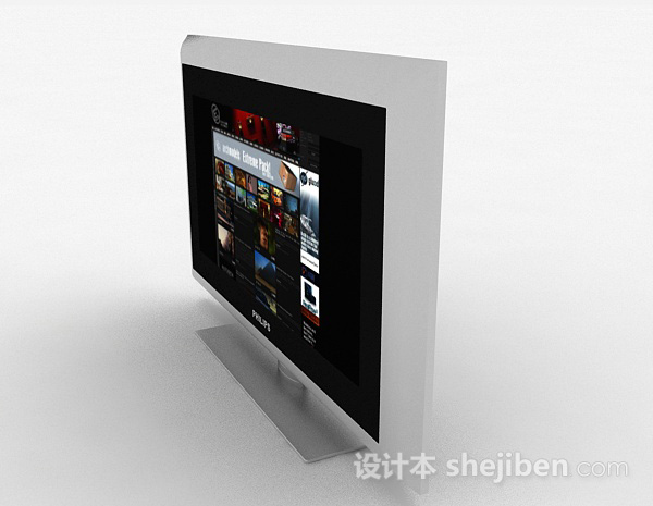 免费灰色电视机3d模型下载