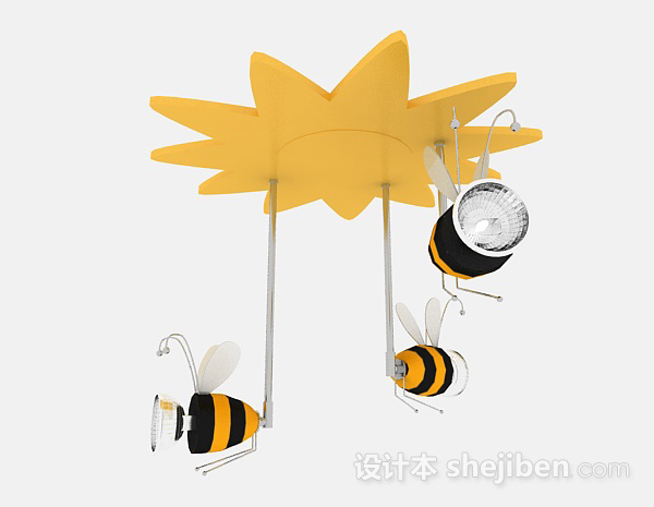 免费现代风格蜜蜂造型吊灯3d模型下载