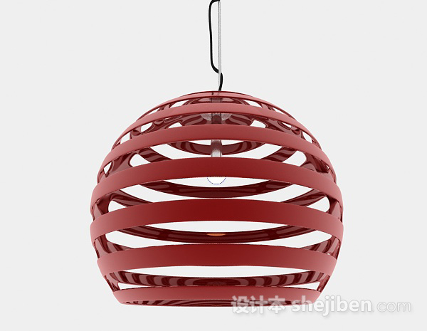 设计本红色时尚球形吊灯3d模型下载