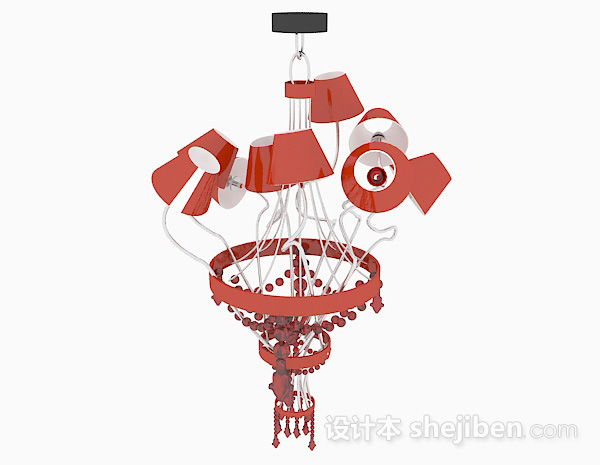 设计本红色个性吊灯3d模型下载
