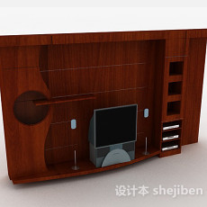 现代时尚枣红色木质电视柜3d模型下载