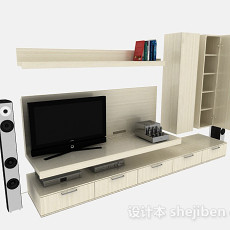 白色家居木质电视柜3d模型下载