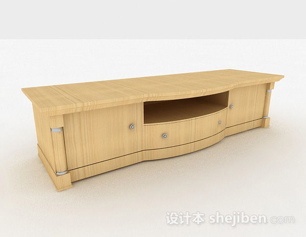 黄色木质电视柜3d模型下载